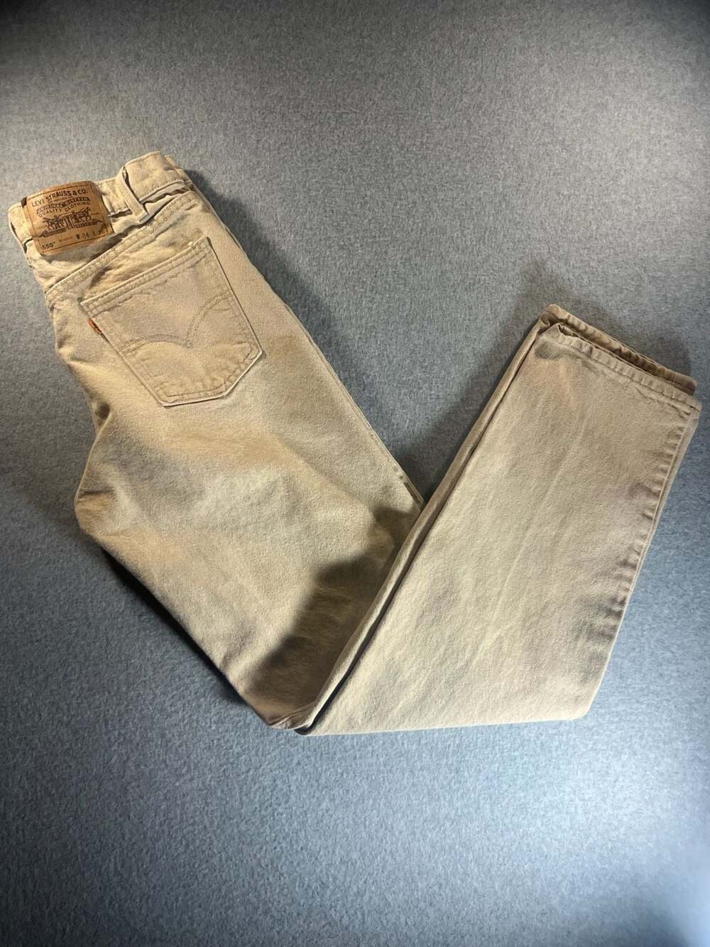 Vintage Levi's 550 Relaxed Fit Tan Denim Jeans, W34 L36